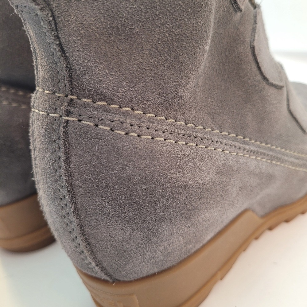 Sorel Evie Sport Lace Boots Women Quarry Grey‎ Suede Wedge NL3322-052 - Picture 5 of 11